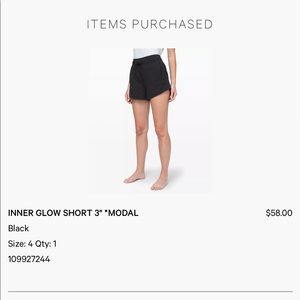 Lululemon inner glow shorts 3” black size 4